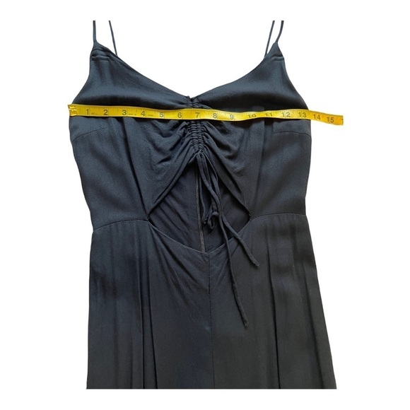 FARM Rio Wide Leg Ruched Chest Cut Out Front Jumpsuit Playsuit Black XS - Picture 9 of 15